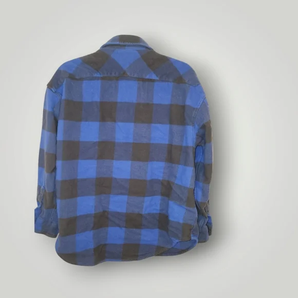 Aerie blue gray plaid flannel boyfriend jacket size Small - Picture 3 of 9